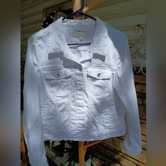 Anne Klein Women's White Denim Jacket_ Large - Picture 1 of 4